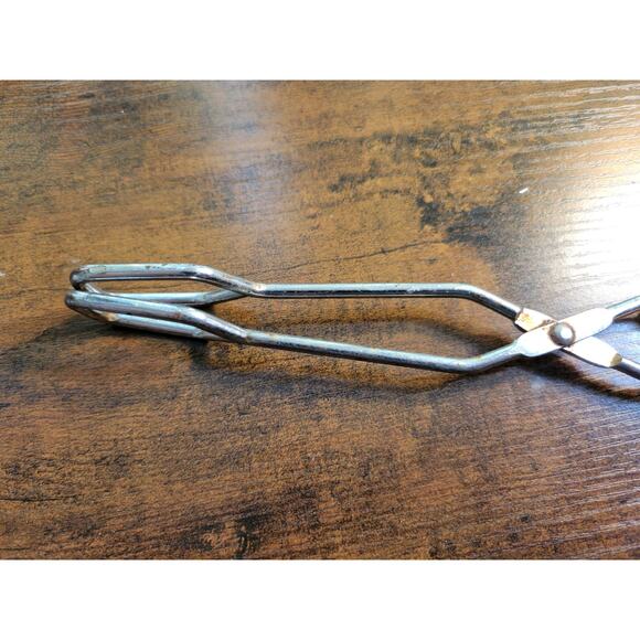 Vintage Yellow Plastic Handle 10" Stainless Steel Tongs - Made in China - Picture 7 of 8